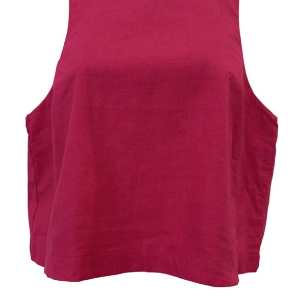 Banana Republic Linen Blend Women's Sleeveless Crop Top in Barbie Pink. Size S - Picture 2 of 7